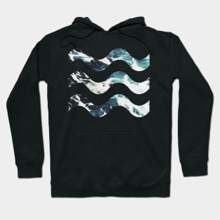 peaceful sea wave splashing with simple wave icon Hoodie